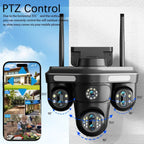 Cameră Inteligentă WiFi Exterior 35MP – 7 Lentile, 4 ecrane, Zoom 10X, Audio 2-Way, Auto Tracking