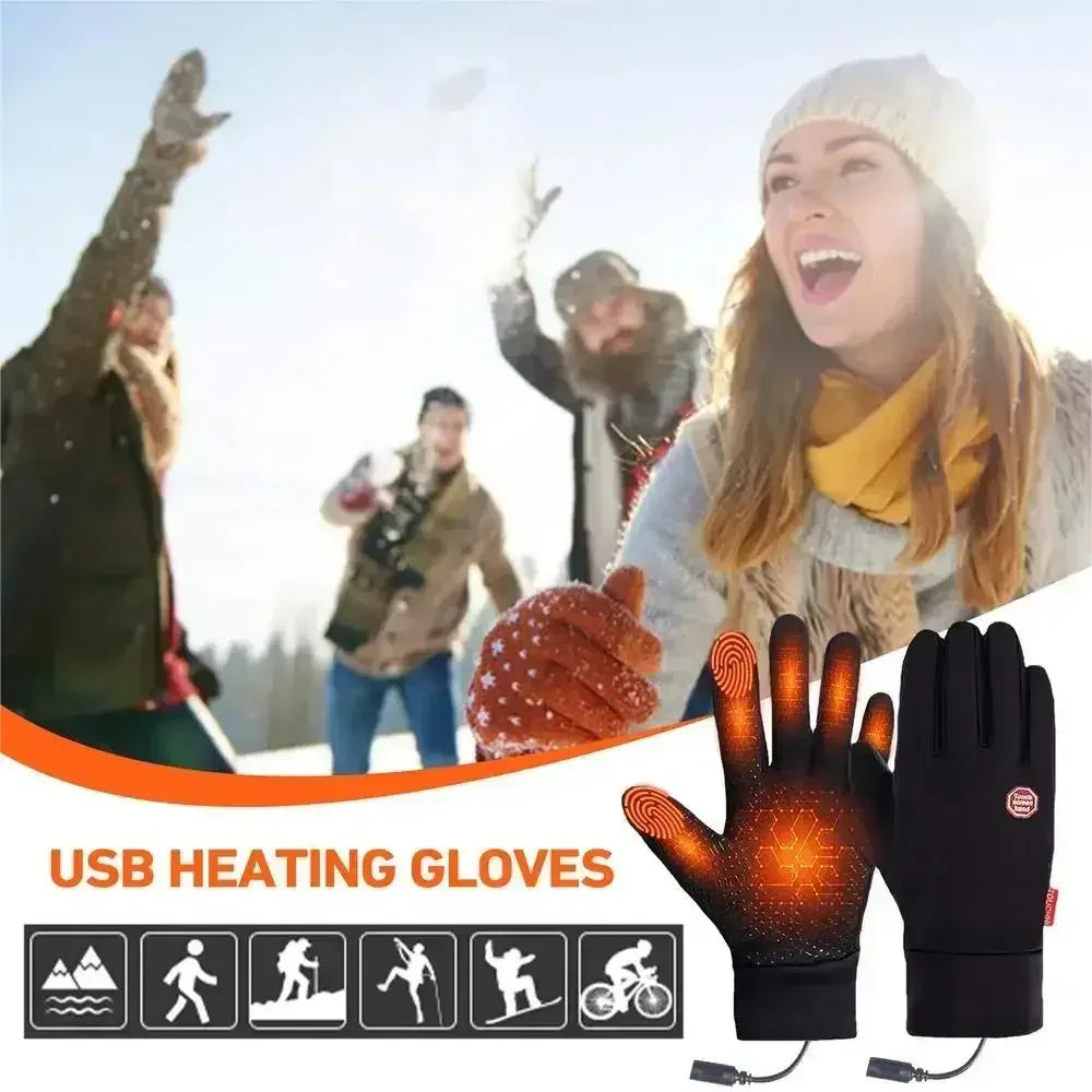 Winter Warm Rechargeable Electric Liner Heated Gloves Outdoor Riding Skiing Motorcycling Gloves Cycling Accessories Hand Warmer
