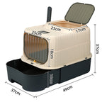 Toaletă pentru Pisici cu Sterilizare UV – Cutie Mare cu Capac, Sertar și Lopățică, Control Eficient al Mirosurilor