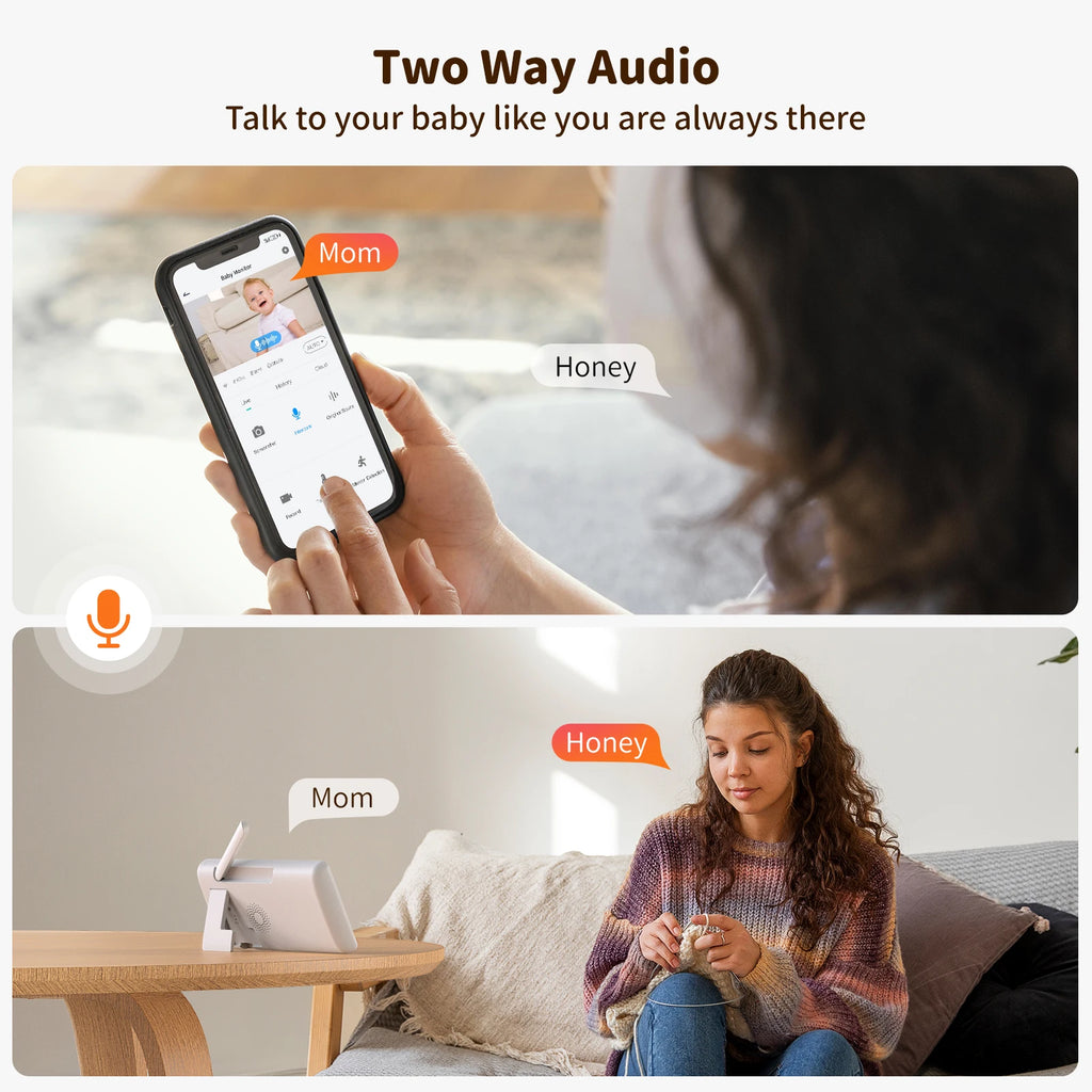 2K Wi-Fi Baby Monitor,3MP Baby Surveillance Security Camera with 5.5'' LCD Screen,Motion Detection/Crying, PTZ Control, APP