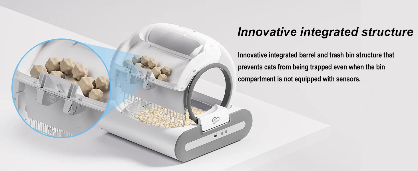 Toaletă automată pentru pisici DOEL, cu auto-curățare și control prin aplicație – Smart Cat Litter Box cu covoraș pentru nisip, potrivită pentru mai multe pisici de talie mare