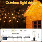 ST38 Solar Outdoor String Light with Remote,8 Light Mode,Waterproof Dimmable Timer Shatterproof Bulb for Backyard, Porch, Garden