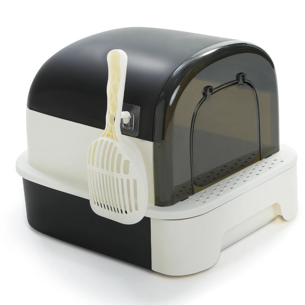 Toaletă portabilă pliabilă pentru pisici – Cu sertar, capac și lopățică, anti-miros, curățare rapidă, ideală pentru interior