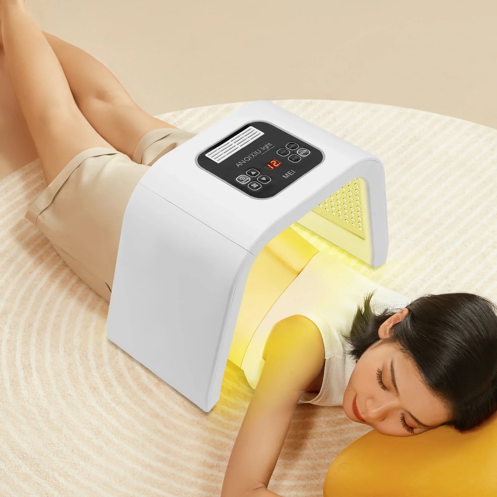 Masca facială cu terapie cu lumină LED 7 culori – Aparat de îngrijire a pielii cu lumină fotonică PDT, pentru întinerire facială, tratament anti-acnee, riduri și luminozitate