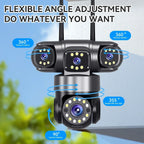 4 Lens 4 Screen 20MP WiFi  Security Camera  Color Night Vision Auto Tracking 360° PTZ IP66 Waterproof Two-Way Audio  HiEasy APP