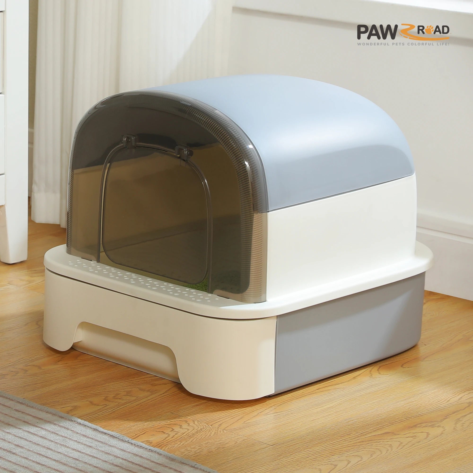 Toaletă portabilă pliabilă pentru pisici – Cu sertar, capac și lopățică, anti-miros, curățare rapidă, ideală pentru interior