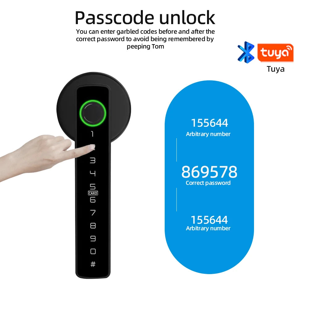 RAYKUBE M5 Tuya BLE Smart Fingerprint Door Lock Electronic Lock with Password/Key/Card/Tuya APP Unlock Free Delivery From Spain