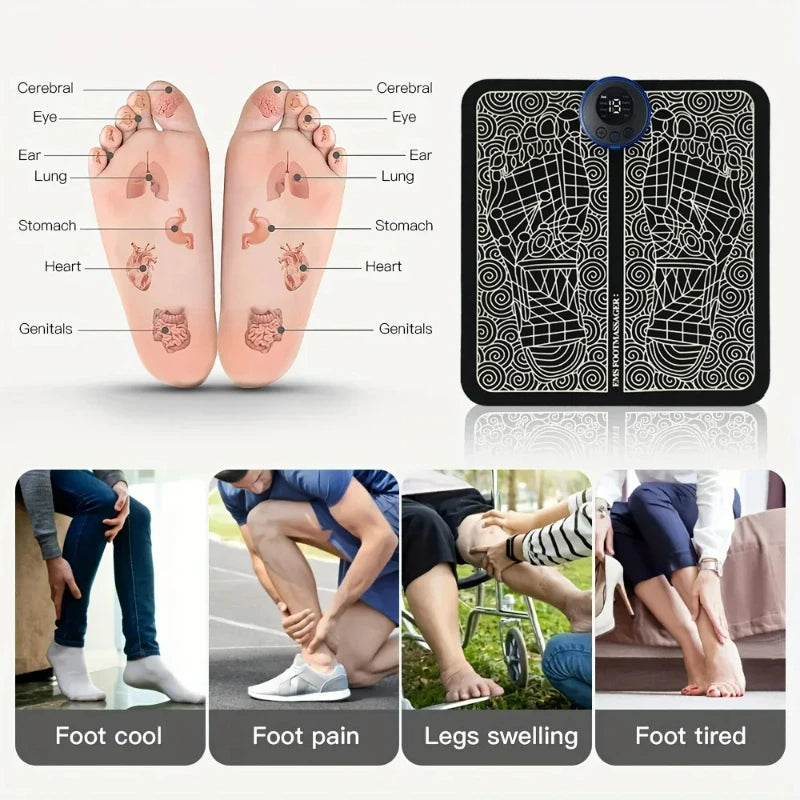 USB Charging Foot Massage Relaxes Foot Acupoint Massage Improves Blood Circulation 8 Modes 19 Level Relaxation
