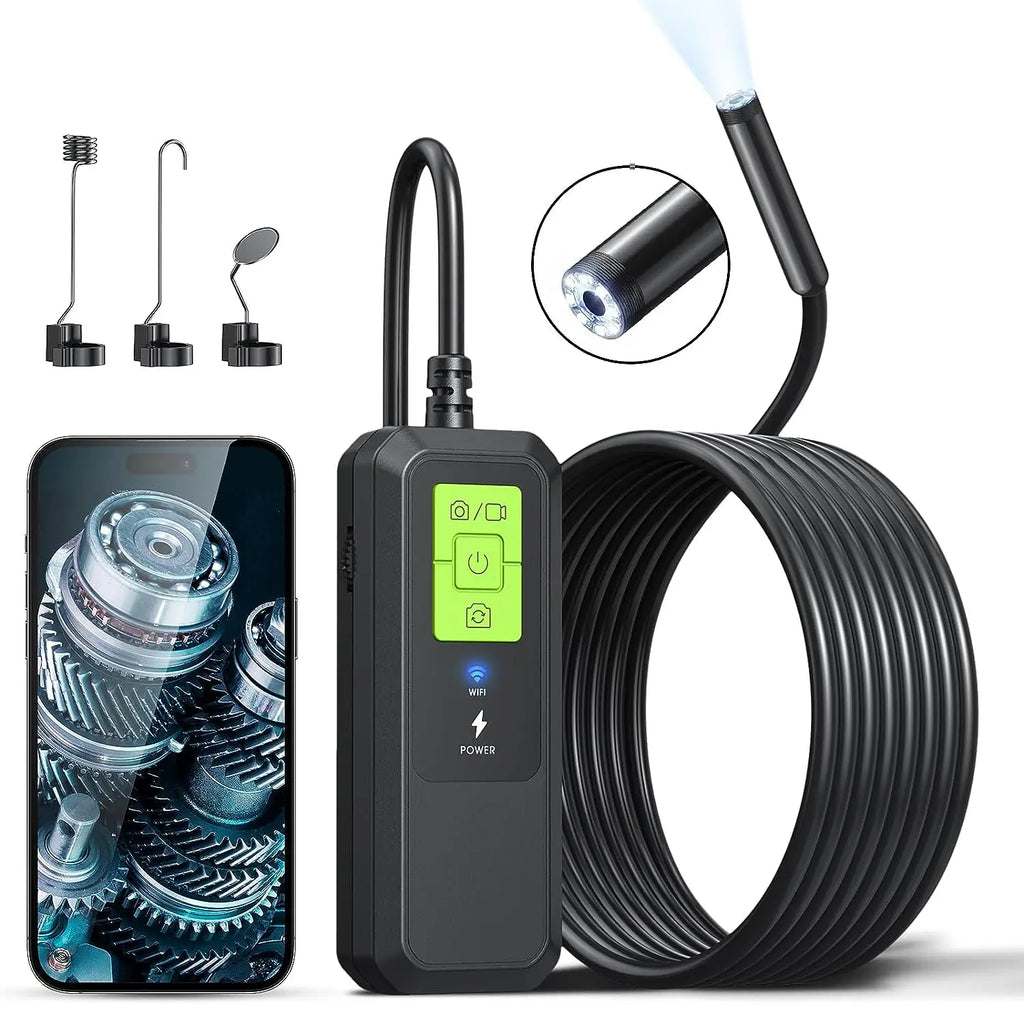 Endoscope Camera with Light 1080P Dual Lens WIFI Inspection Camera IP67 Waterproof and Semi-Rigid For IOS Android IPHONE
