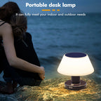 LED Solar table Light Outdoor Dimmable Solar Charge USB 2 in 1 Solar table lamp Outdoor & Indoor for table Warm White