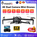 Podofo New Drone 4k Dual Camera  Mini Helicopter Quadcopter Toy Obstacle Avoidance Foldable RC Drone Headless Mode Mini Drones