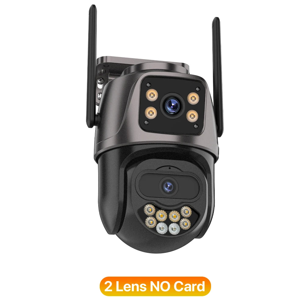 Cameră de Supraveghere WiFi 4K HD – 3 Lentile, 3 Ecrane, PTZ, AI Human Detection, IP66, Viziune Color Noapte, iCsee App