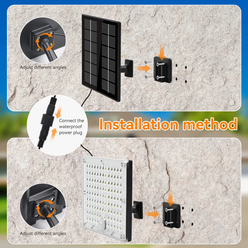 Solar Floodlight Outdoor Motion Sensor Solar Power Spotlights IP65 waterproof 234LED Safety Lighting Lamp for Yard Garage Garden