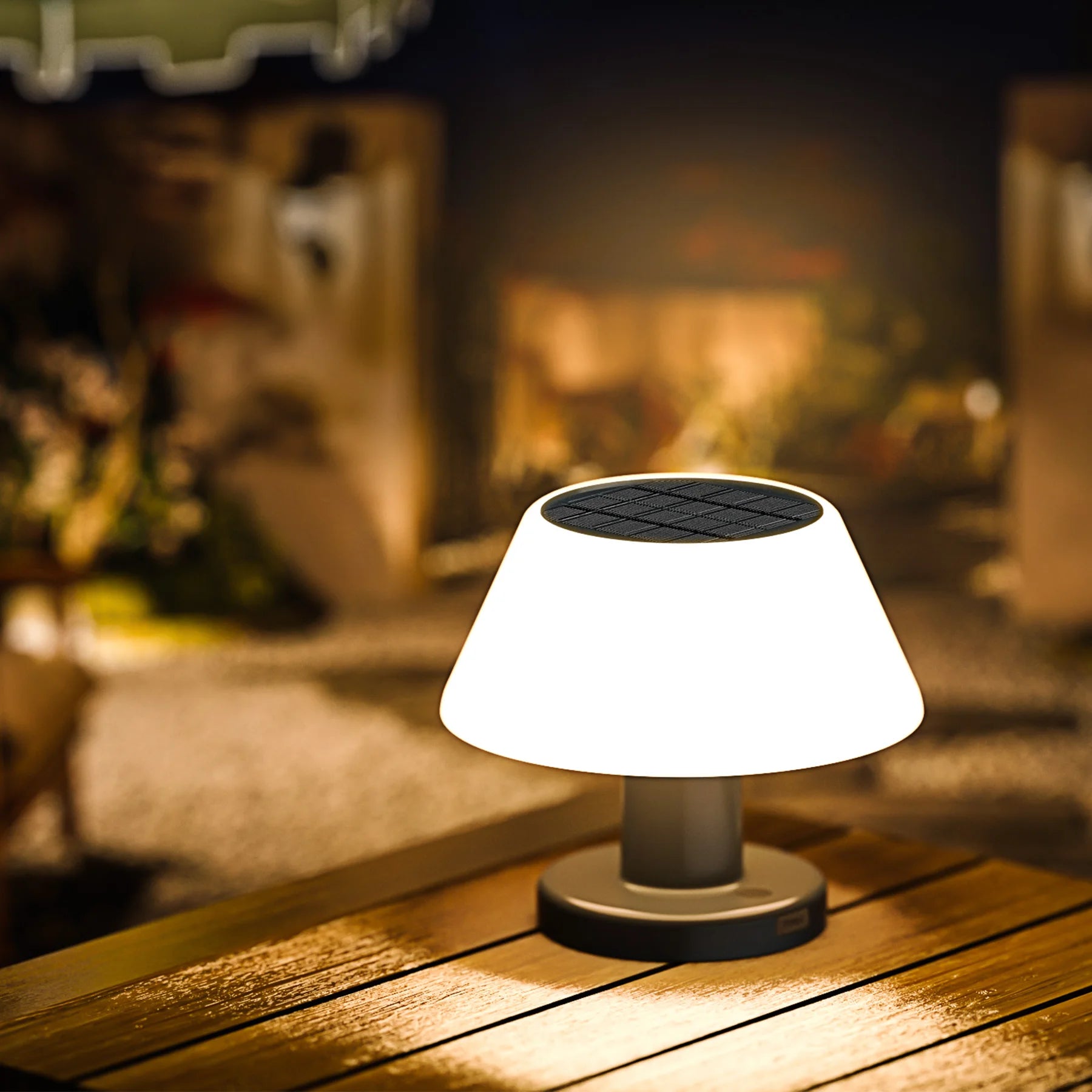 LED Solar table Light Outdoor Dimmable Solar Charge USB 2 in 1 Solar table lamp Outdoor & Indoor for table Warm White