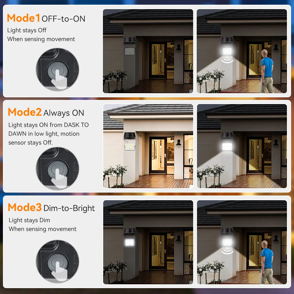 Solar Floodlight Outdoor Motion Sensor Solar Power Spotlights IP65 waterproof 234LED Safety Lighting Lamp for Yard Garage Garden