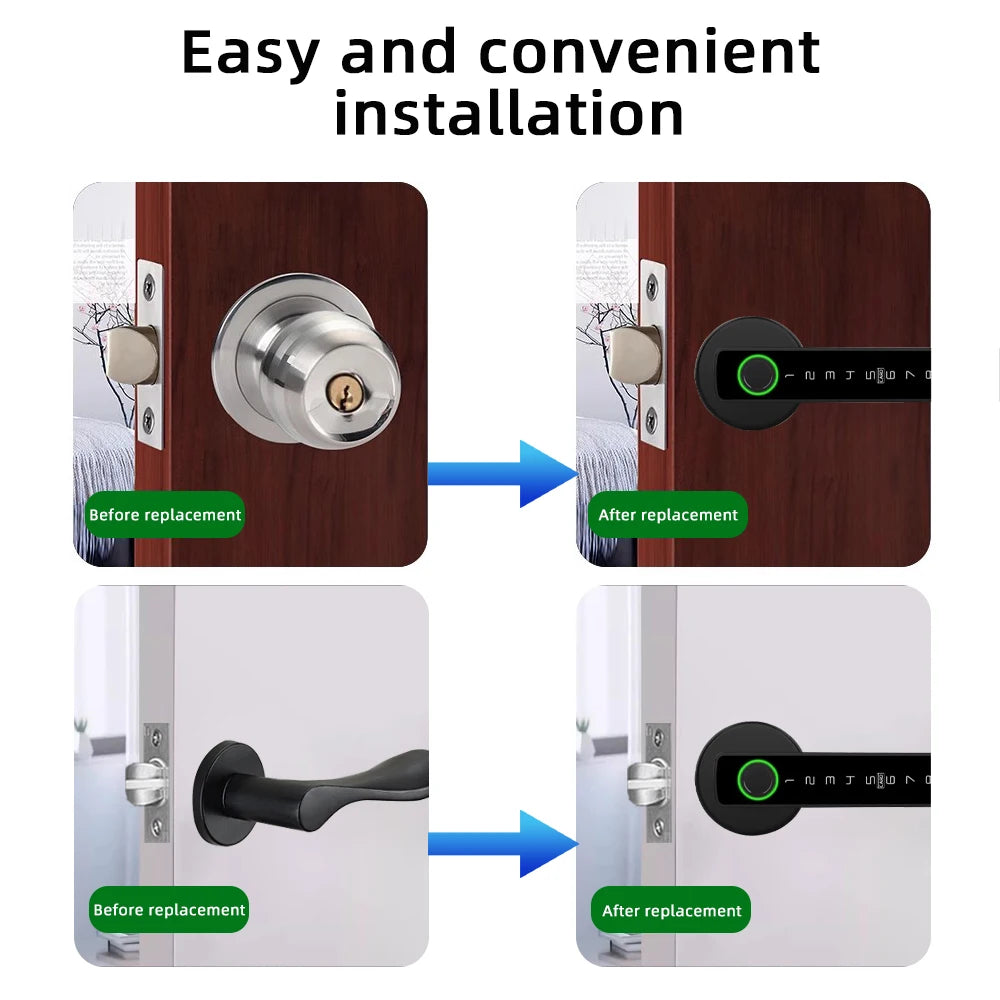 RAYKUBE M5 Tuya BLE Smart Fingerprint Door Lock Electronic Lock with Password/Key/Card/Tuya APP Unlock Free Delivery From Spain