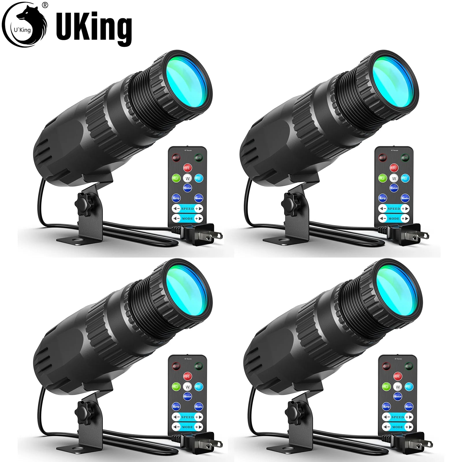 U'King 4Pcs 10W LED Mini Spotlights With Remote Manual Focus RGBW Pinspot Stage Light For DJ Disco Bar Club Show Wedding Party