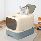 Toaletă pentru Pisici cu Sterilizare UV – Cutie Mare cu Capac, Sertar și Lopățică, Control Eficient al Mirosurilor