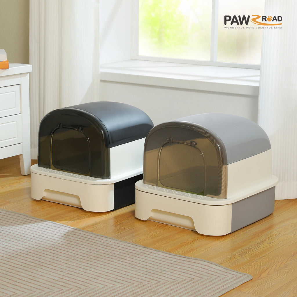 Toaletă portabilă pliabilă pentru pisici – Cu sertar, capac și lopățică, anti-miros, curățare rapidă, ideală pentru interior