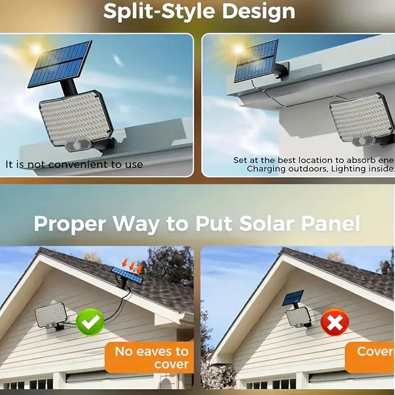 Solar Floodlight Outdoor Motion Sensor Solar Power Spotlights IP65 waterproof 234LED Safety Lighting Lamp for Yard Garage Garden