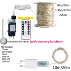 Ghirlandă luminoasă LED de 100 metri pentru exterior – lumini de Crăciun tip Fairy Lights, ideale pentru brad, terasă, nuntă, petreceri sau decor de Anul Nou și camping