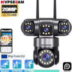 4 Lens 4 Screen 20MP WiFi  Security Camera  Color Night Vision Auto Tracking 360° PTZ IP66 Waterproof Two-Way Audio  HiEasy APP