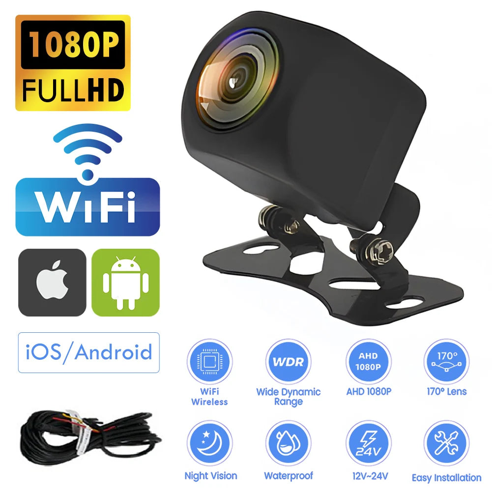 Wireless Car Dash Cam Waterproof Auto Rear View Camera 170 Degree 1080P HD Night Vision WiFi Reversing Camera Auto Accessories