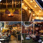 ST38 Solar Outdoor String Light with Remote,8 Light Mode,Waterproof Dimmable Timer Shatterproof Bulb for Backyard, Porch, Garden