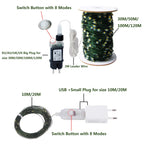 100M 200M LED String Lights Green Wire Fairy Lights Garland For Outdoor Home New Year Christmas Tree Wedding Party Decoration