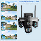 Cameră Inteligentă WiFi Exterior 35MP – 7 Lentile, 4 ecrane, Zoom 10X, Audio 2-Way, Auto Tracking